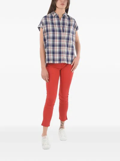 Woolrich Checked Johnny-collar Tunic In Blue