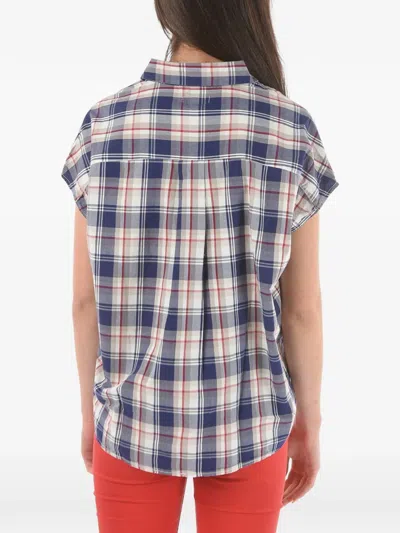 Woolrich Checked Johnny-collar Tunic In Blue