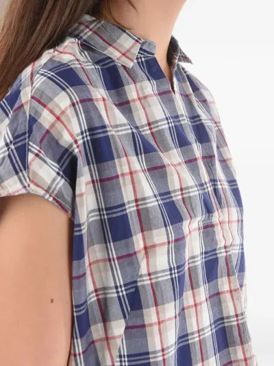 Woolrich Checked Johnny-collar Tunic In Blue