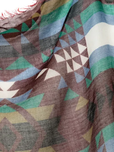 Valentino Geometric-pattern Frayed Scarf In Multi