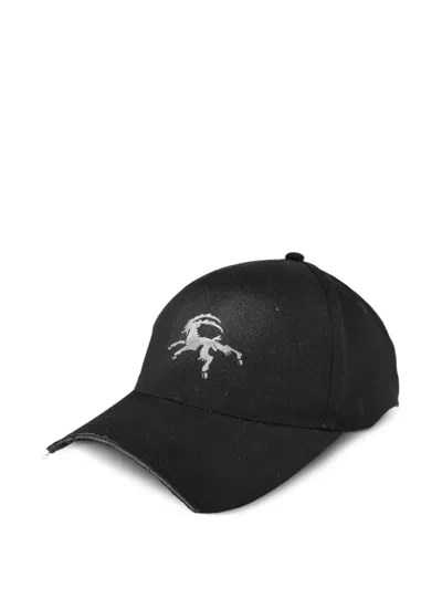 Prototypes Sprayed-effect Distressed-finish Cap In Black