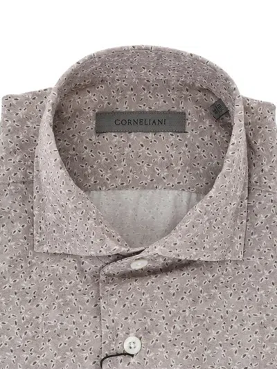 Corneliani Patterned French-collar Shirt In Neutral