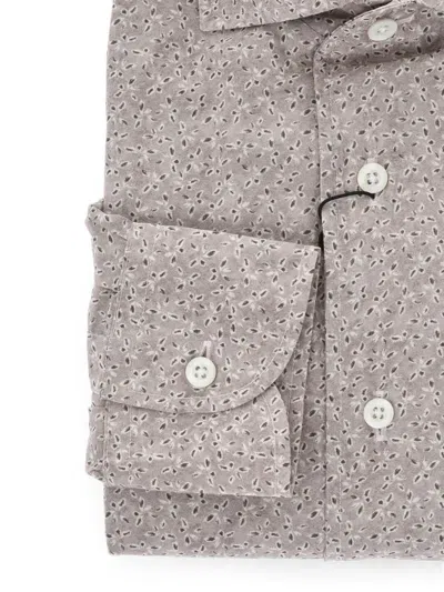 Corneliani Patterned French-collar Shirt In Neutral