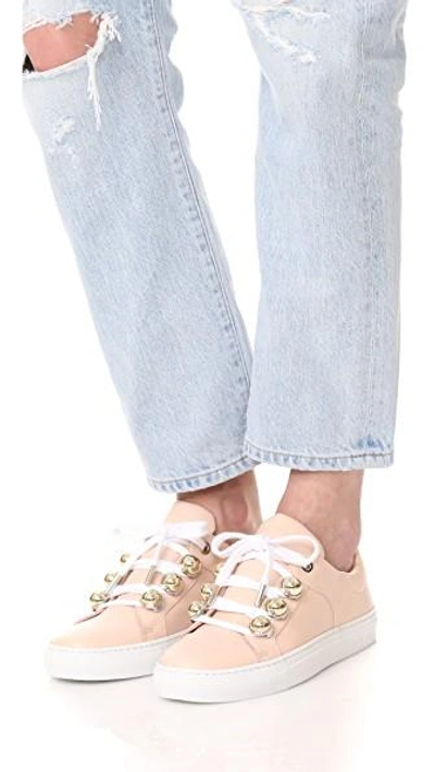 Shop Carven Lace Up Sneakers In Nude