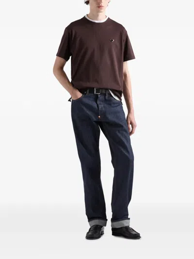 Prada Cotton T-shirt In Brown