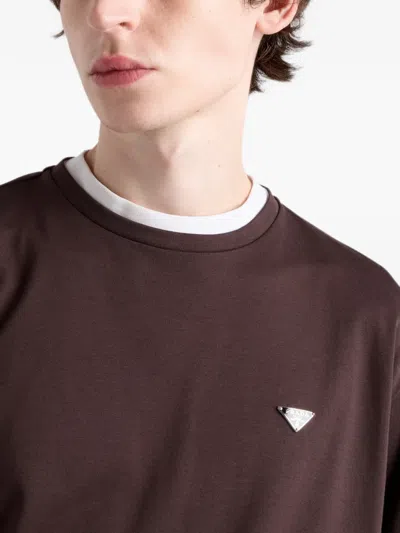 Prada Cotton T-shirt In Brown
