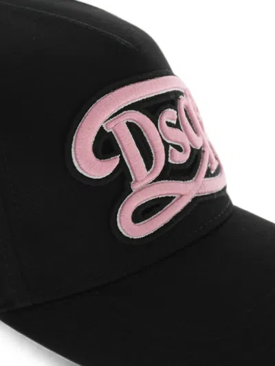 Dsquared2 Logo-embroidered Distressed Baseball Cap In Black