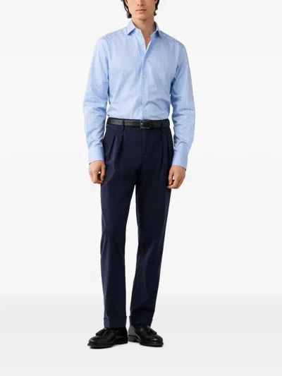 Hackett London 와이드 스트라이프 셔츠 In Blue