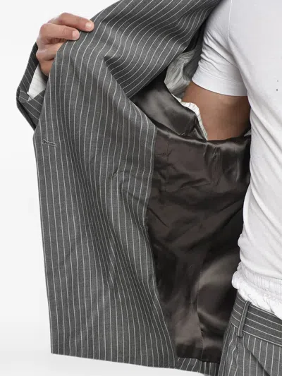 Hed Mayner Pinstriped Double-breasted Jacket In Gray