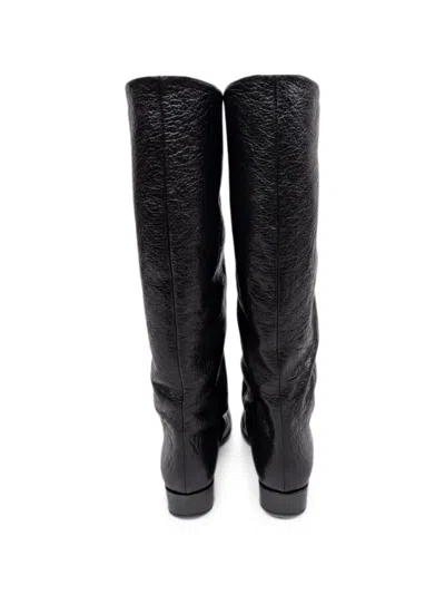 P.a.r.o.s.h Grainy-effect Slouch Boots In Black