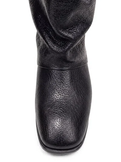 P.a.r.o.s.h Grainy-effect Slouch Boots In Black