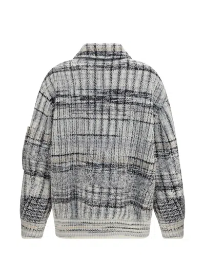 Missoni Oversized Check Wool-blend Bomber Jacket In Gray