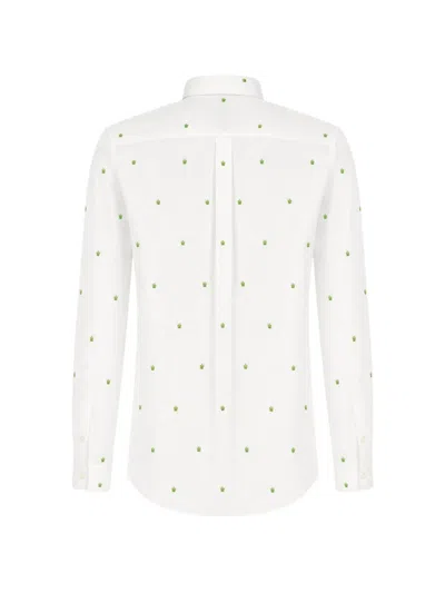 Paul Smith Embroidered Pattern Shirt Button Down Collar In White
