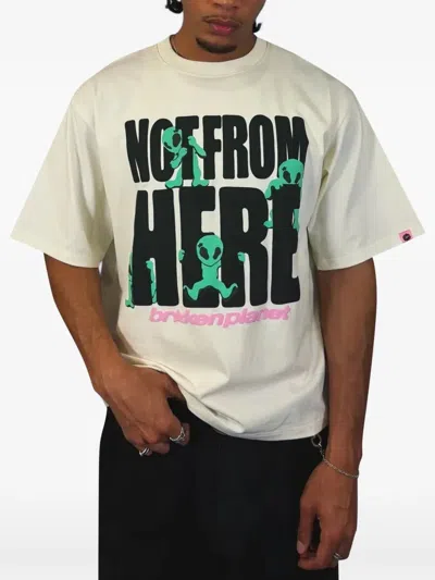 Broken Planet Not From Here Graphic-print Oversized T-shirt In White