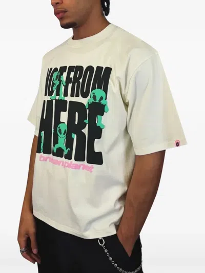 Broken Planet Not From Here Graphic-print Oversized T-shirt In White