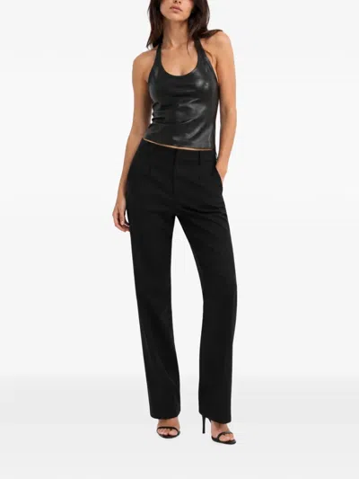 Stouls Cherry Open-back Leather Top In Black