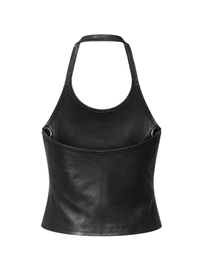 Stouls Cherry Open-back Leather Top In Black