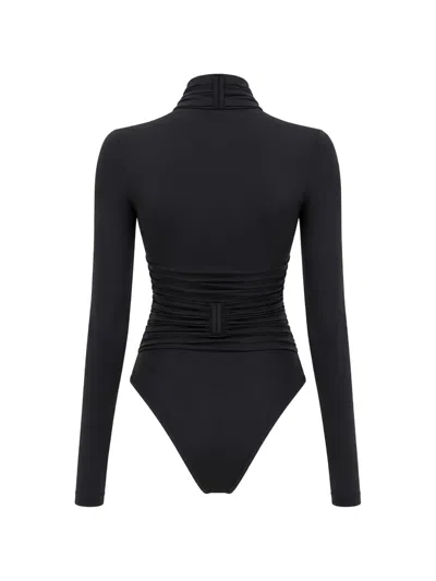 Wardrobe.nyc Ruched Crossover Bodysuit In Multi