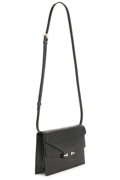 Tom Ford Soft Printed Croc Mini Bag In Black