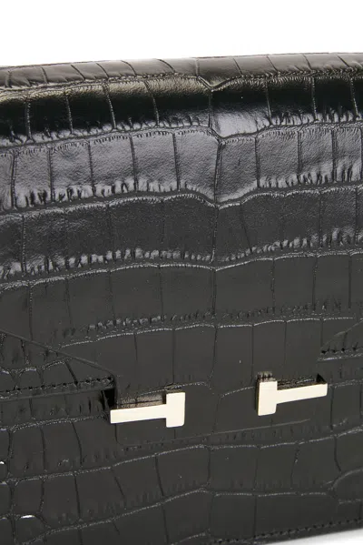 Tom Ford Soft Printed Croc Mini Bag In Black