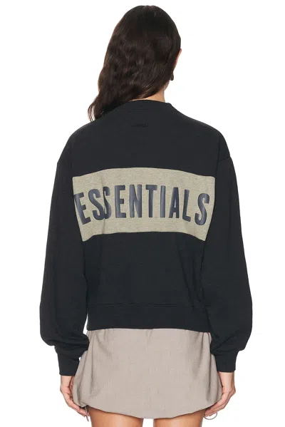 Essentials Womens Paneled Classic Sweatshirt In Black