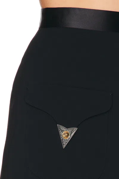 Versace Medusa-embellished Silk-trimmed Wool-blend Mini Skirt In Black