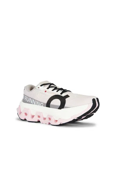 On Cloudmster 3 Hyper Running Fabric Sneakers In Ivory & Pey
