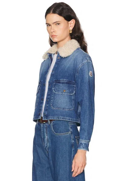 Moncler Button Up Jacket In Blue