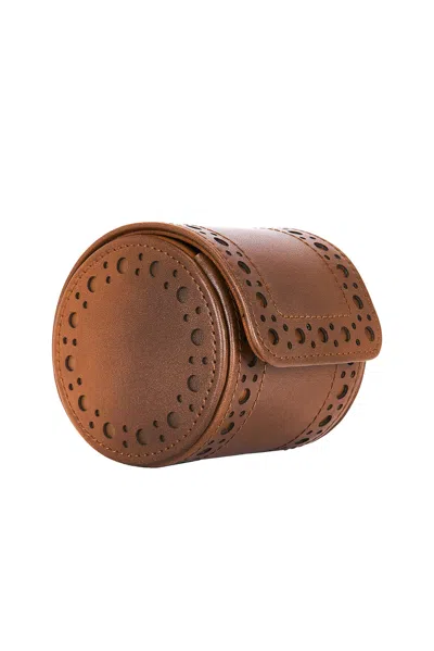 Wolf Brogue Single Watch Roll In Brown