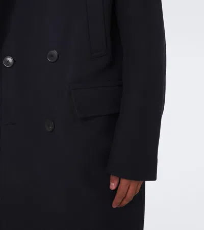 Dries Van Noten Double-breasted Wool-blend Coat In Blue