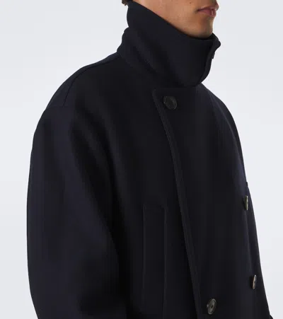 Dries Van Noten Double-breasted Wool-blend Coat In Blue