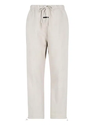 Essentials Logo-patch Drawstring Track Pants In Metallic