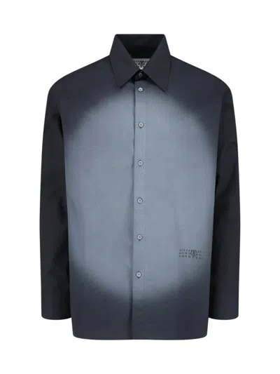 Mm6 Maison Margiela Straight Shirt Collar Long Sleeves Printed Detail In Gray