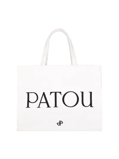 Patou -inspired Cotton Mini Bag With Decorative Trim In White