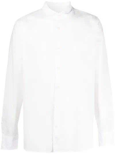 Deperlu Classic Collar Button-up Shirt With Asymmetric Hem In Pattern