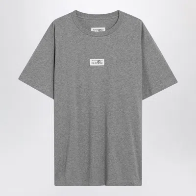 Mm6 Maison Margiela Light Grey T-shirt With Numeric Signature Patch In Greymelang