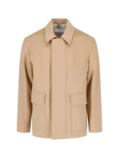 Lardini Classic Wool Jacket With Front Zip And Button Closure In Brown