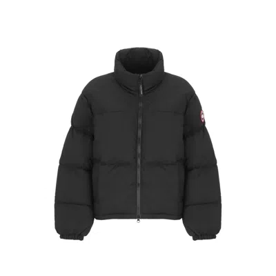 Canada Goose Cropped Puffer Jacket High Neck Hem Drawstring In Black