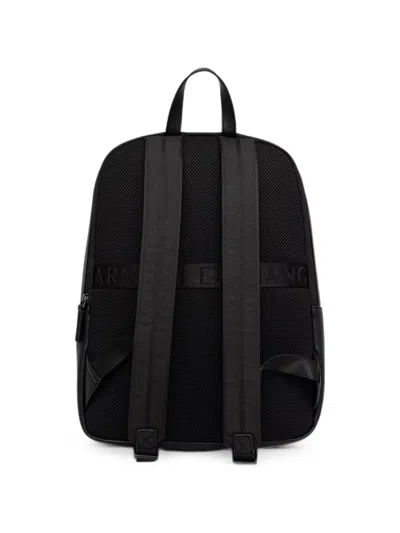 Armani Exchange Logo-print Pebbled Backpack In Black