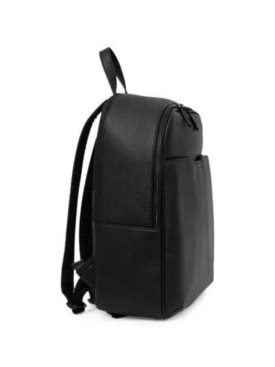 Armani Exchange Logo-print Pebbled Backpack In Black