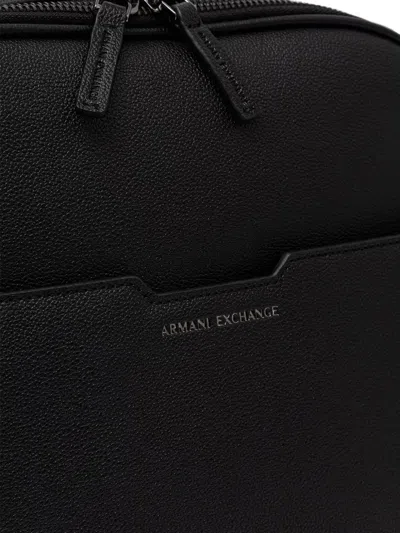 Armani Exchange Logo-print Pebbled Backpack In Black