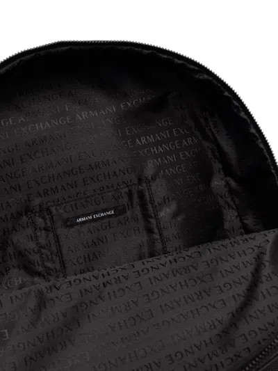 Armani Exchange Logo-print Pebbled Backpack In Black