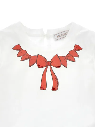 Monnalisa Decorative Bows T-shirt In White