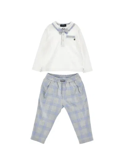 Monnalisa Check-pattern Bow-tie Set In White