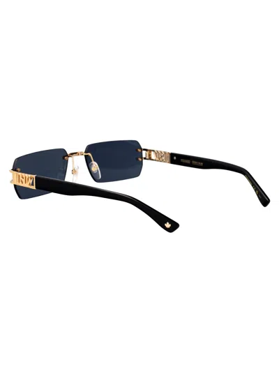 Dsquared2 Rectangular Sunglasses D2 0189/s J5 G In Gold