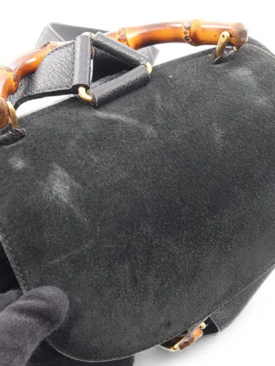 Pre-owned Gucci 2000s Bamboo Backpack In Black