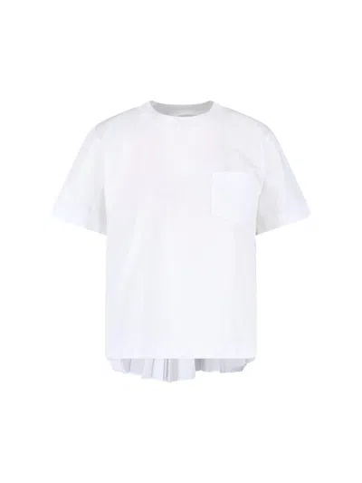 Sacai Short Sleeve Top Chest Pocket Pleated Back In White