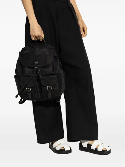 Tory Burch Functional Nylon Backpack With Multiple Pockets In Black