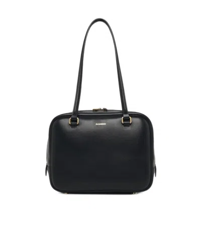 Jil Sander Medium Vision Leather Shoulder Bag In Black