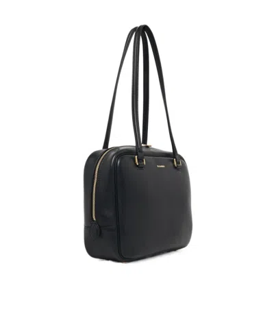 Jil Sander Medium Vision Leather Shoulder Bag In Black
